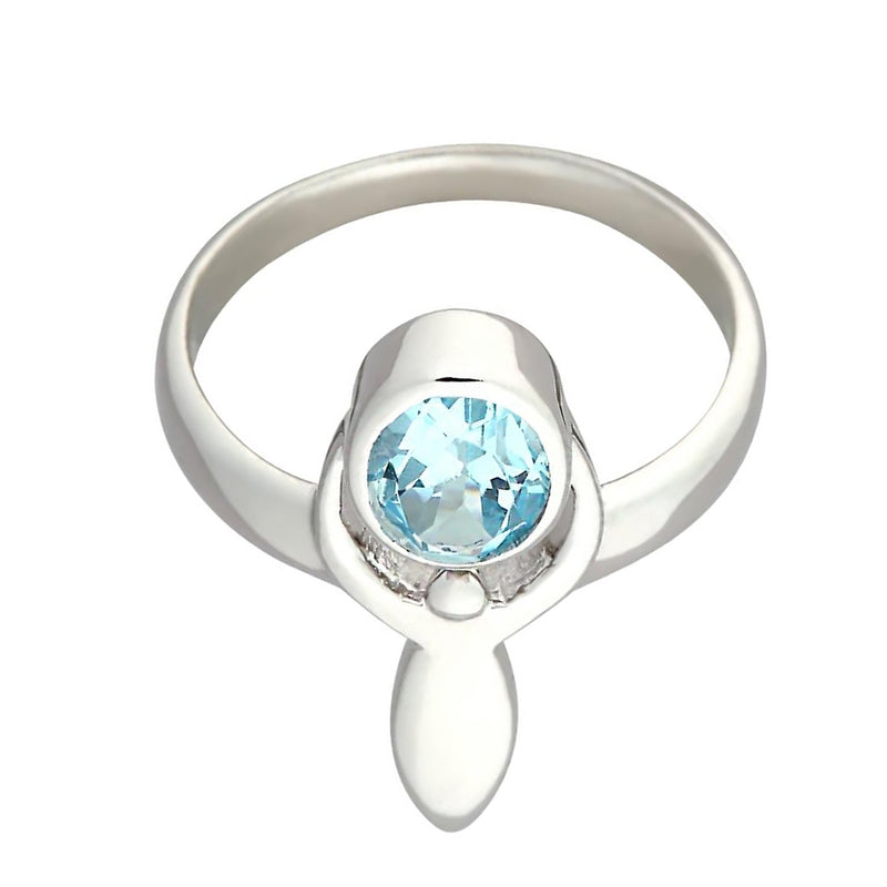 925 sterling silver with natural Sky Blue Topaz Oval solitaire Ring for women