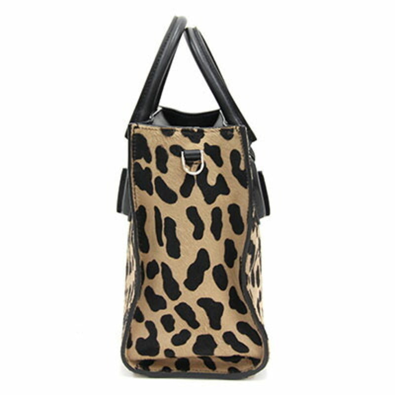 Tods 2WAY Handbag Bash Black Harako Tote Bag Shoulder Leopard