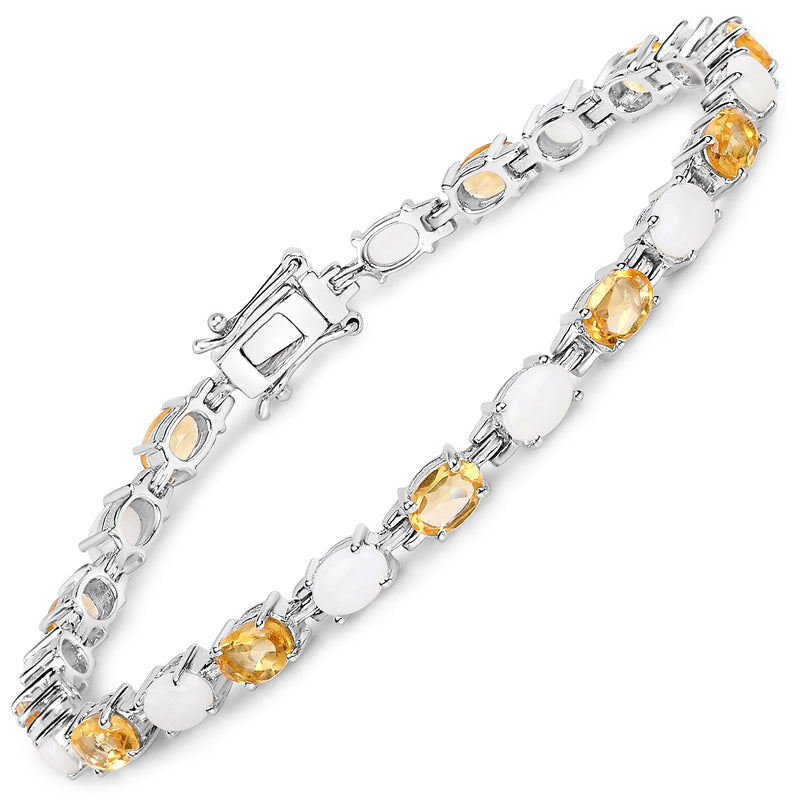 8.14 Carat Genuine Opal and Citrine .925 Sterling Silver Bracelet