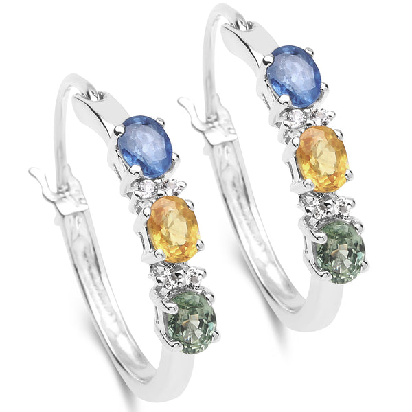 1.44 Carat Genuine Multi Stone .925 Sterling Silver Earrings