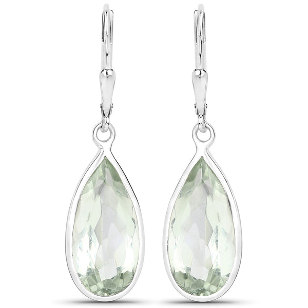 9.00 Carat Genuine Green Amethyst .925 Sterling Silver Earrings