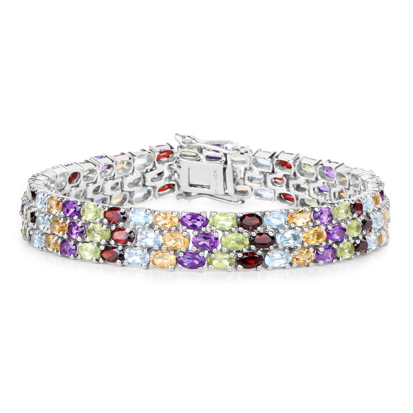 27.57 Carat Genuine Multi Stone .925 Sterling Silver Bracelet