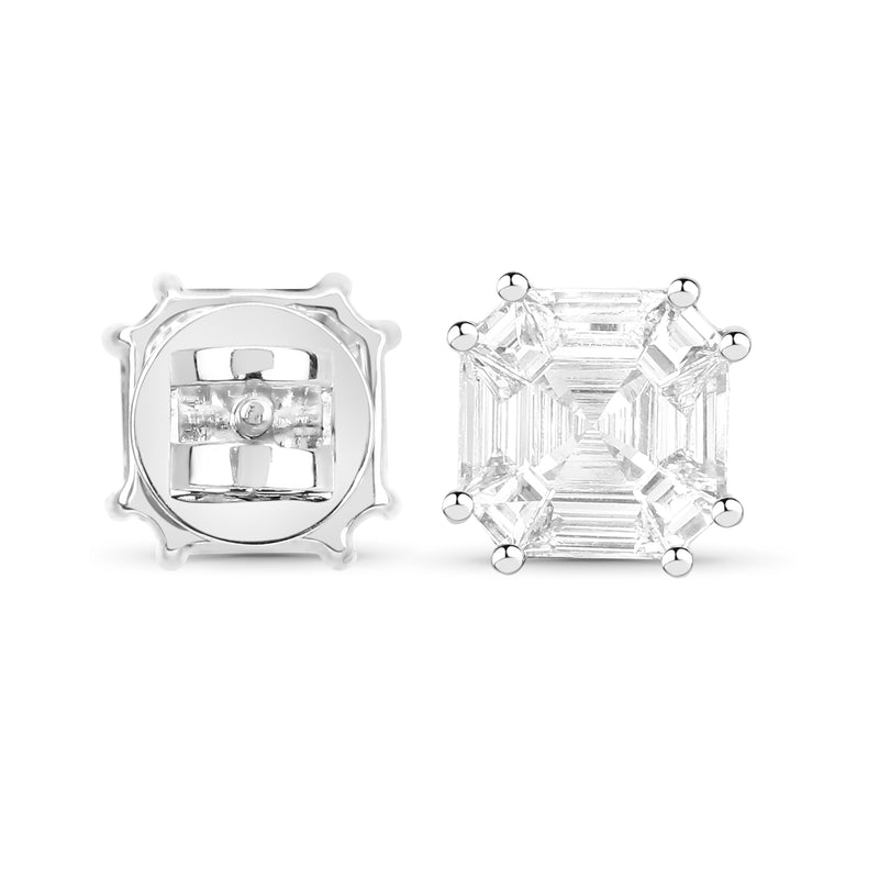 1.08 Carat Genuine White Diamond 18K White Gold Earrings (G-H Color, VVS-VS Clarity)