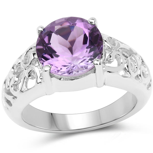 3.30 Carat Genuine Amethyst .925 Sterling Silver Ring