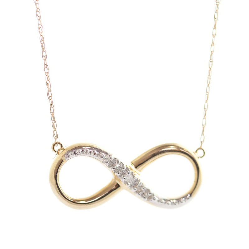 14K Solid Yellow Gold Infiniti Necklace w/ Natural Diamond