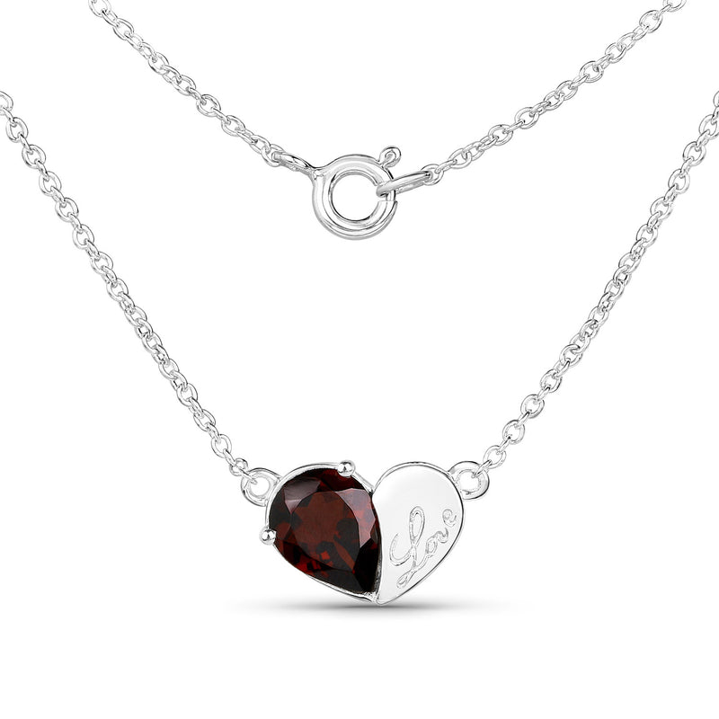 1.90 Carat Genuine Garnet .925 Sterling Silver Pendant