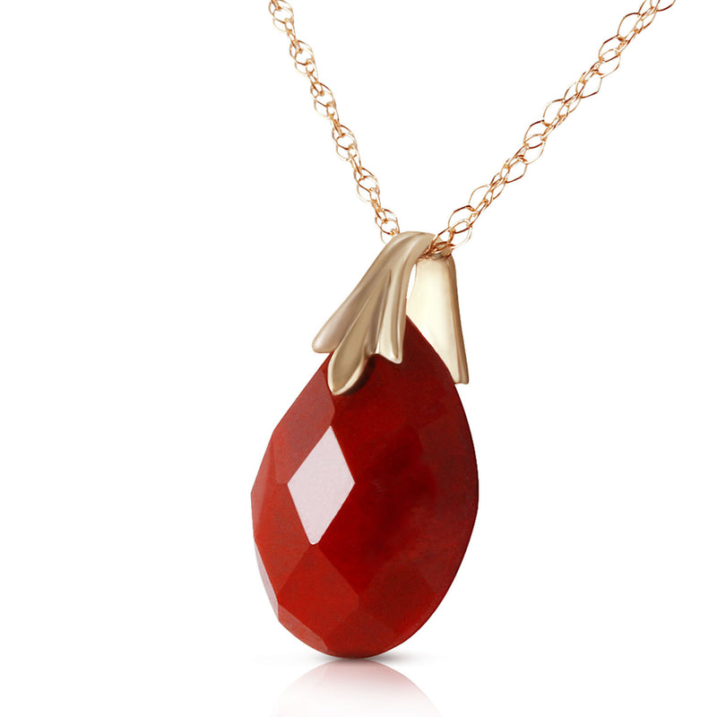 14K Solid Yellow Gold Necklace w/ Natural Diamondyed Ruby