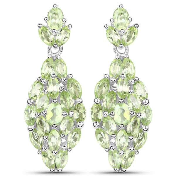 3.20 Carat Genuine Peridot .925 Sterling Silver Earrings