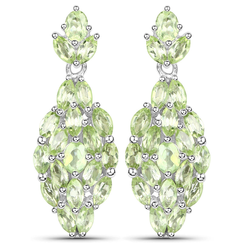 3.20 Carat Genuine Peridot .925 Sterling Silver Earrings