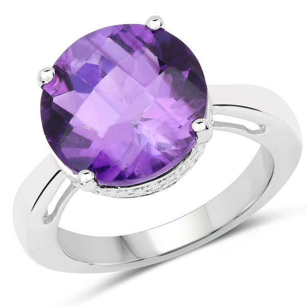 5.60 Carat Genuine Amethyst .925 Sterling Silver Ring