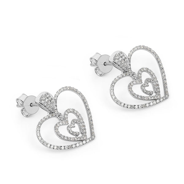 0.68 Carat Genuine White Diamond 14K White Gold Earrings (E-F Color, SI-I1 Clarity)