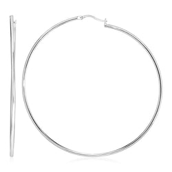 Sterling Silver Large Half Round Polished Hoop Earrings