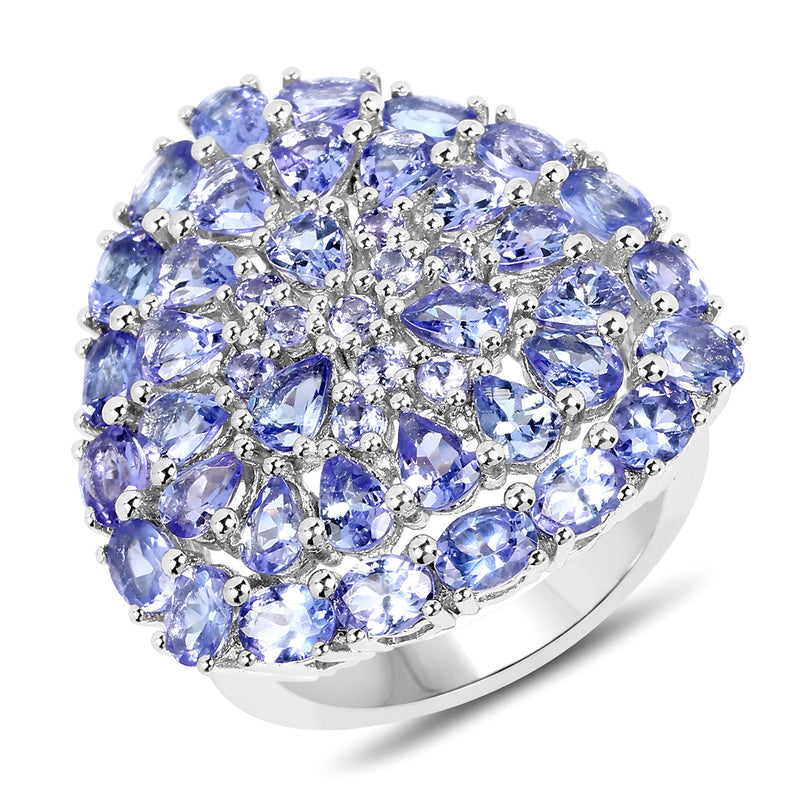 5.93 Carat Genuine Tanzanite .925 Sterling Silver Ring