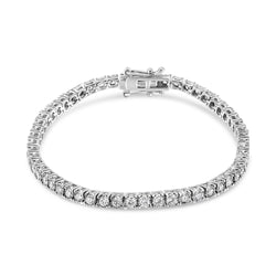 14K White Gold 3.0 Cttw Miracle Set Round-Cut Lab Grown Diamond Illusion 7" Tennis Bracelet (F-G Color VS2-SI1 Clarity)