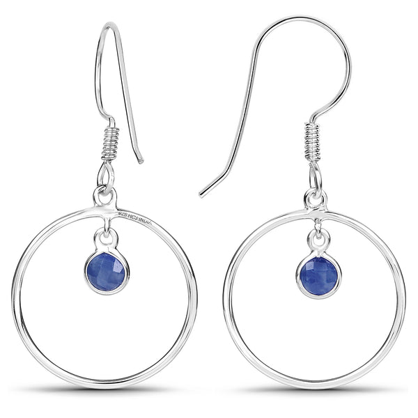 0.80 Carat Genuine Blue Sapphire .925 Sterling Silver Earrings