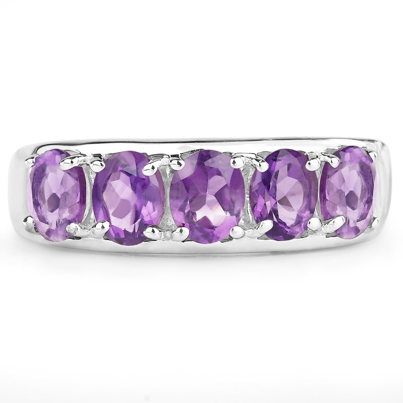 1.70 Carat Genuine  Amethyst .925 Sterling Silver Ring