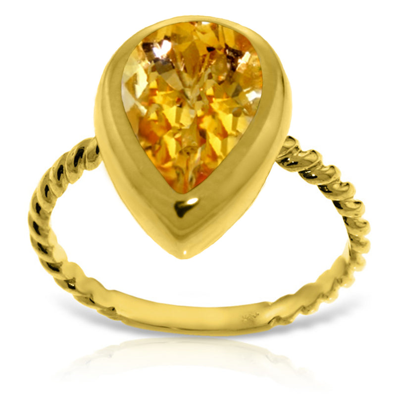 14K Solid Yellow Gold Rings w/ Natural Pear Shape Citrine