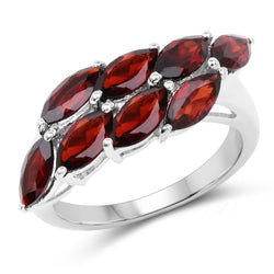 4.24 Carat Genuine Garnet .925 Sterling Silver Ring