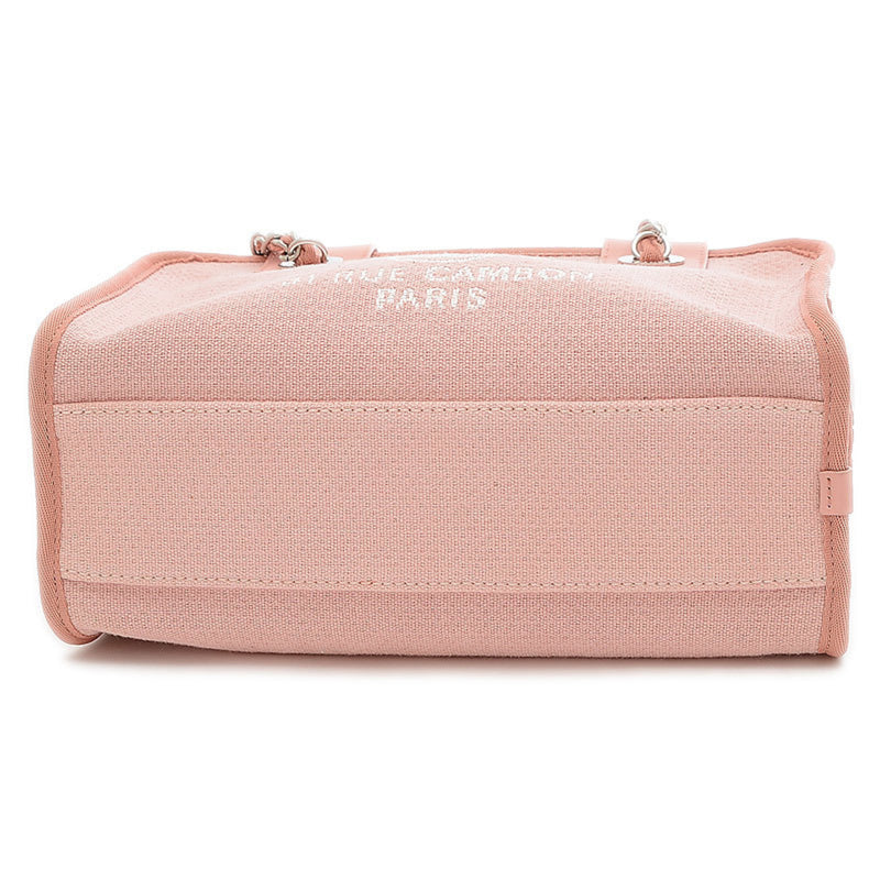 Chanel Deauville Bowling Bag Canvas Calf Pink A92749 Shoulder