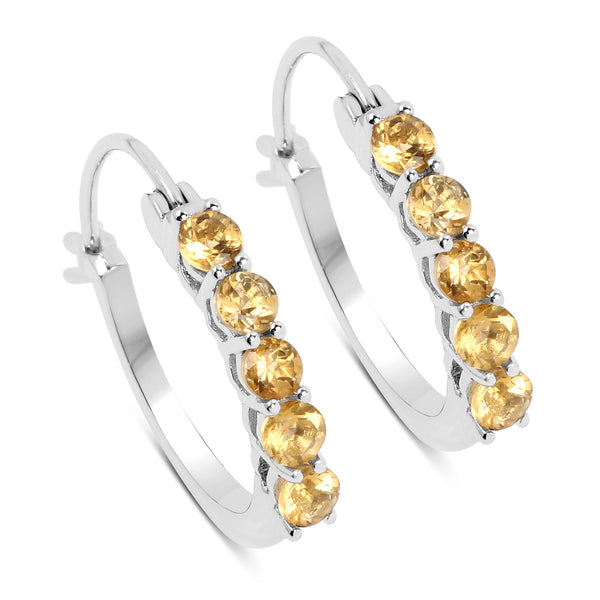 1.00 Carat Genuine Citrine .925 Sterling Silver Earrings