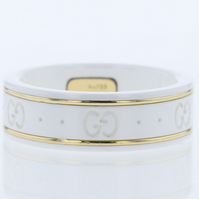 Gucci Ring Icon Width Approx. 7mm J85V5 8062 White Zirconia K18 Yellow Gold No. 19 Mens GUCCI