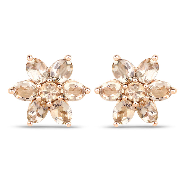 1.98 Carat Genuine Morganite 10K Rose Gold Earrings