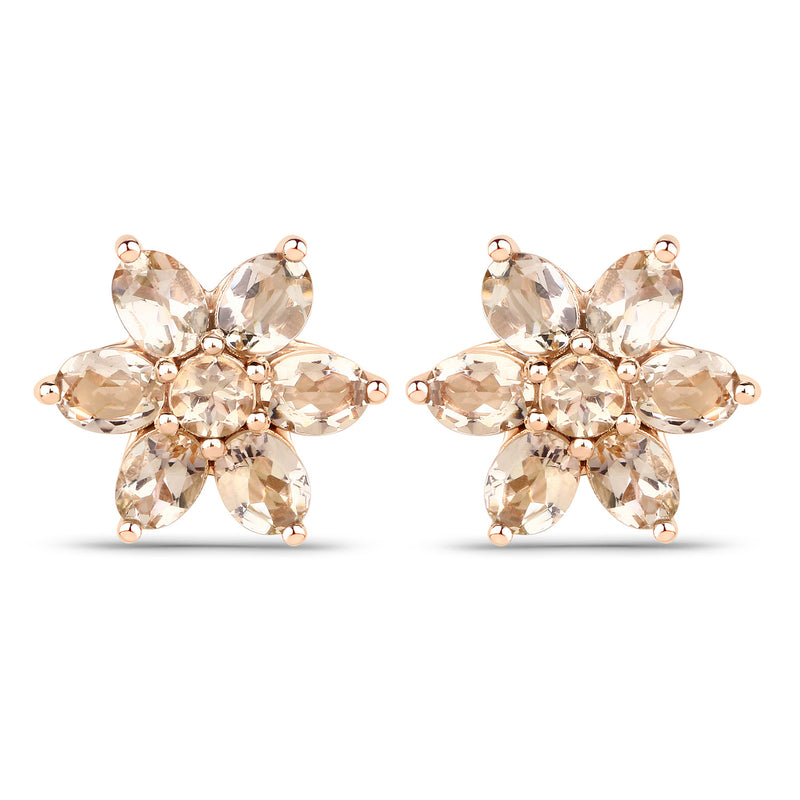 1.98 Carat Genuine Morganite 10K Rose Gold Earrings