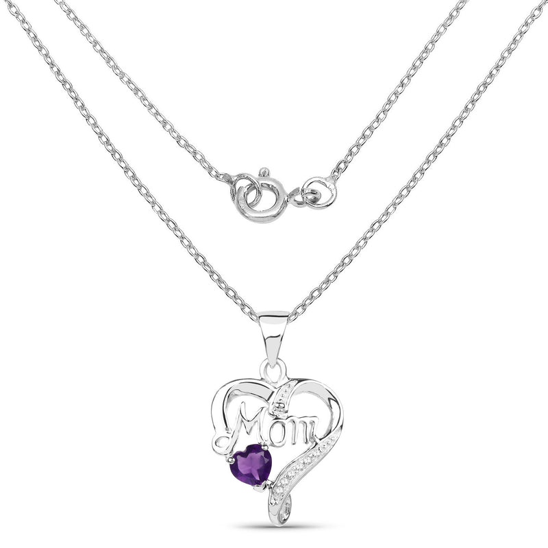 0.47 Carat Genuine Amethyst and White Topaz .925 Sterling Silver Pendant