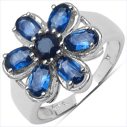 2.43 Carat Genuine Blue Sapphire .925 Sterling Silver Ring