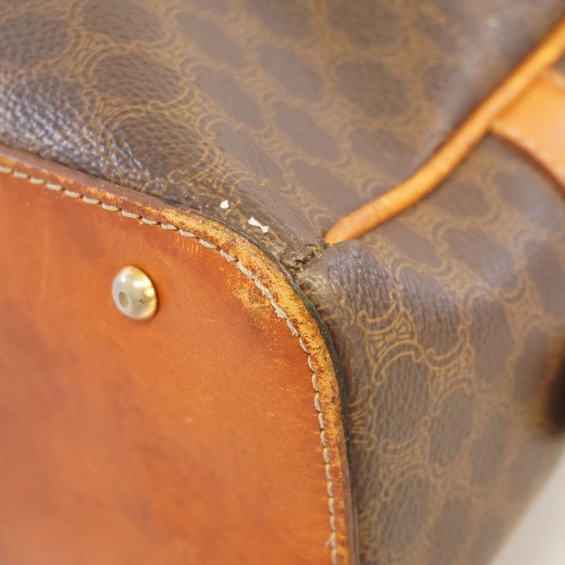 Auth Celine Macadam Handbag Womens PVC Handbag Brown