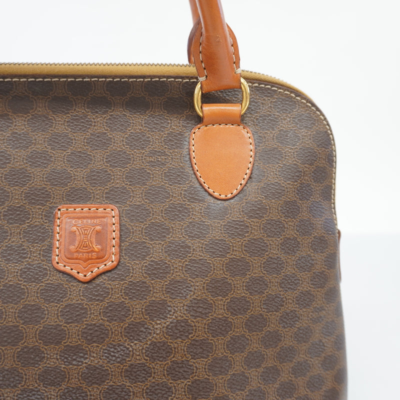 Auth Celine Macadam Handbag Womens PVC Handbag Brown