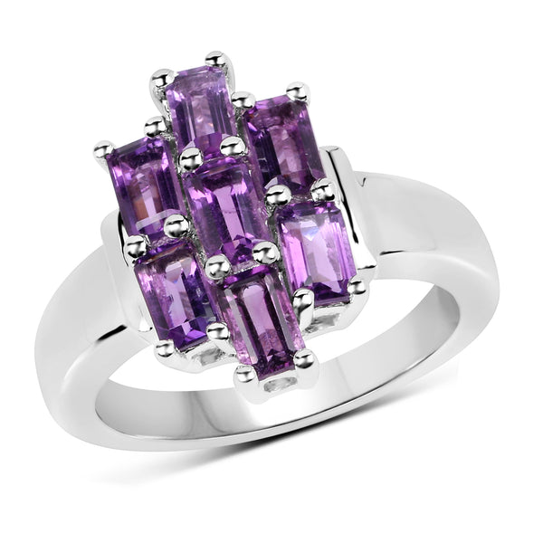2.80 Carat Genuine Amethyst .925 Sterling Silver Ring
