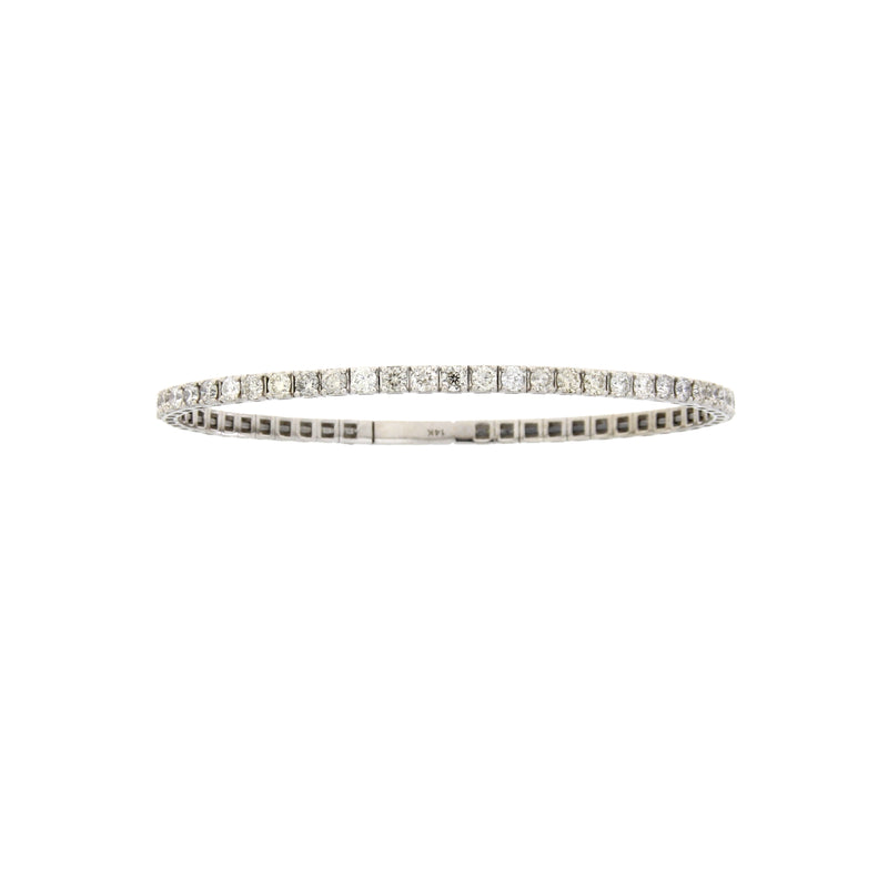 Natural 2.45ct Diamond Bangle Bracelet 14KT White Gold