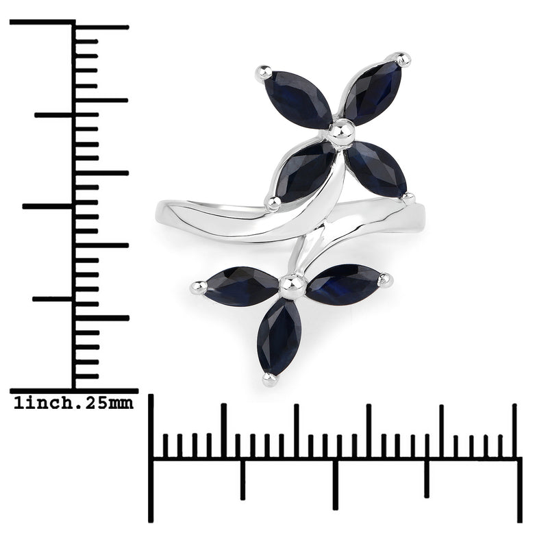 1.75 Carat Genuine Black Blue Sapphire .925 Sterling Silver Ring