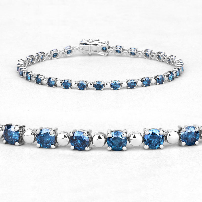 5.19 Carat Genuine Blue Diamond 14K White Gold Bracelet