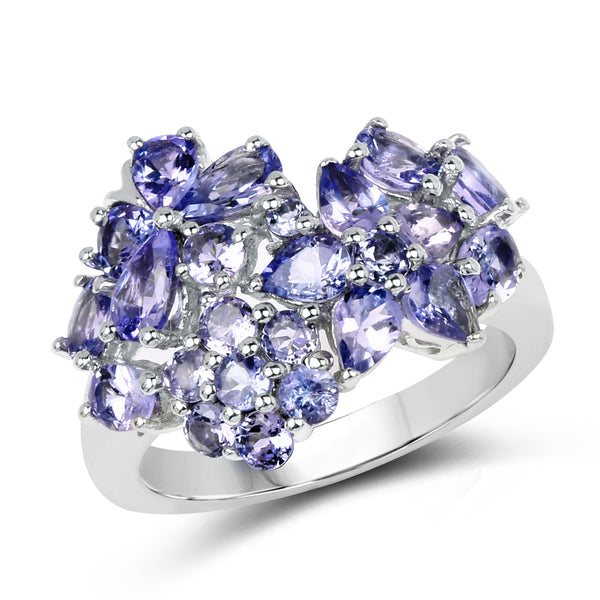 2.88 Carat Genuine Tanzanite .925 Sterling Silver Ring