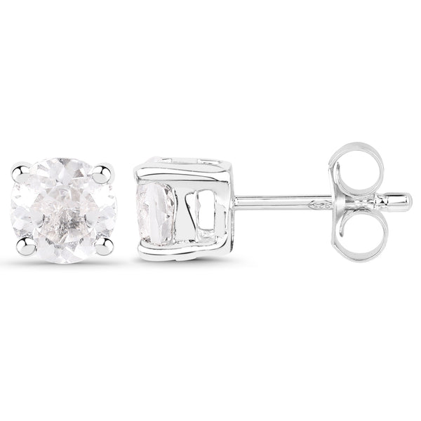 1.20 Carat Genuine White Topaz .925 Sterling Silver Earrings