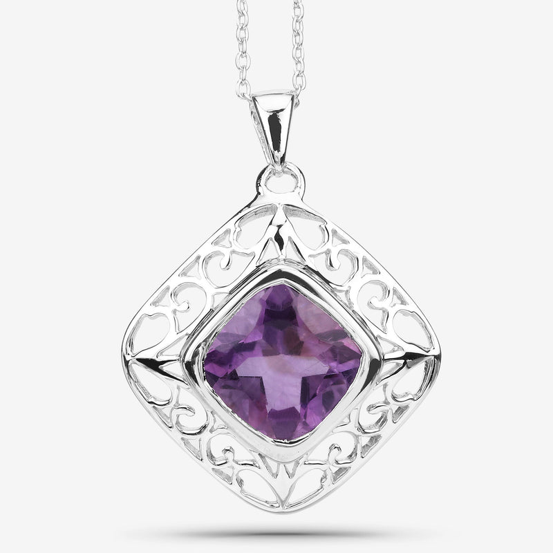 5.10 Carat Genuine Amethyst .925 Sterling Silver Pendant