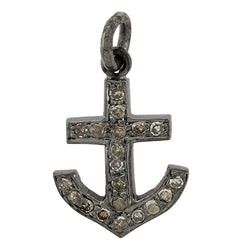 Pave Diamond 925 Sterling Silver Anchor Shape Charm Pendant Jewelry