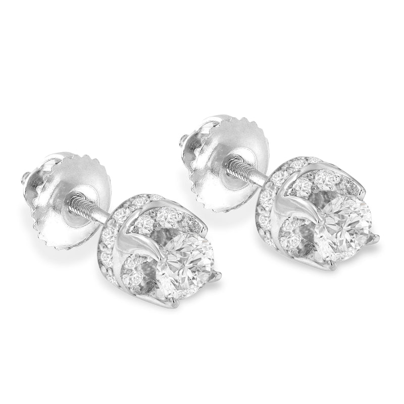 14K White Gold 1ct TDW Diamond Stud Earrings (I-JI1-I2)