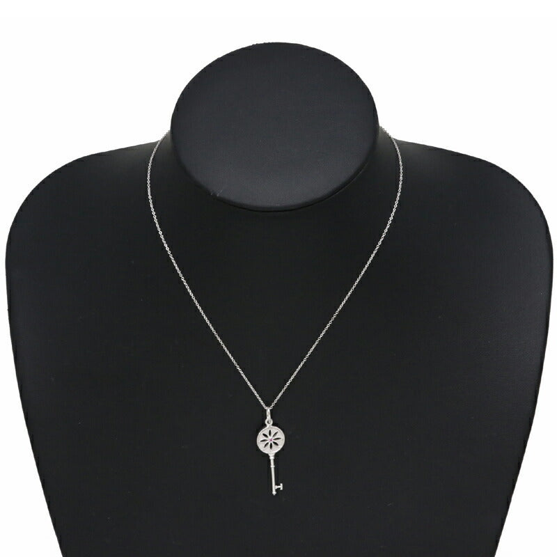 Tiffany Daisy Key 1P Pink Sapphire Women's Necklace 750 White Gold