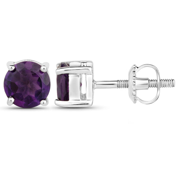 1.46 Carat Genuine Amethyst .925 Sterling Silver Earrings