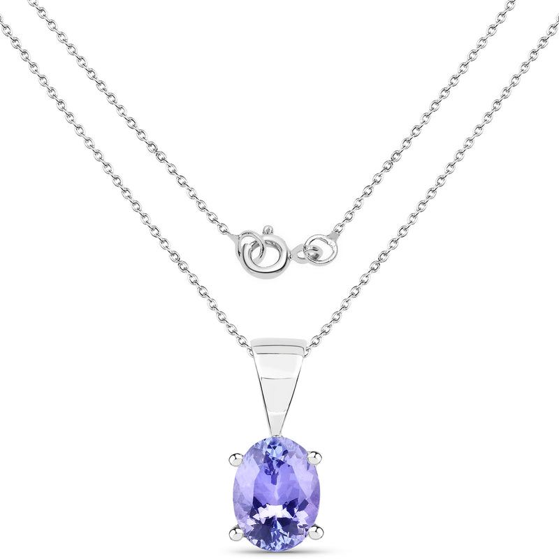 1.15 Carat Genuine Tanzanite .925 Sterling Silver Pendant