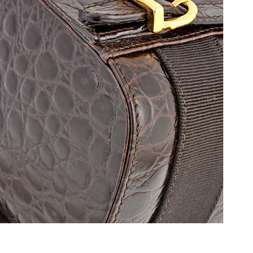 Salvatore Ferragamo SALVATORE FERRAGAMO Vala backpack embossed leather dark brown purse rucksack gold metal fittings BZ-215676
