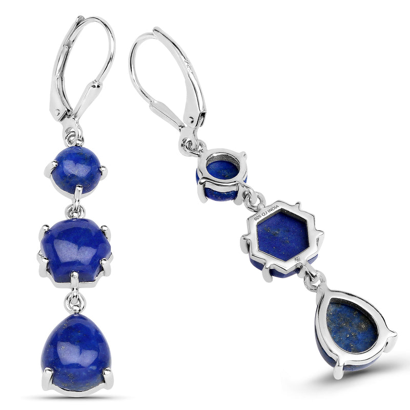 10.98 Carat Genuine Lapis .925 Sterling Silver Earrings