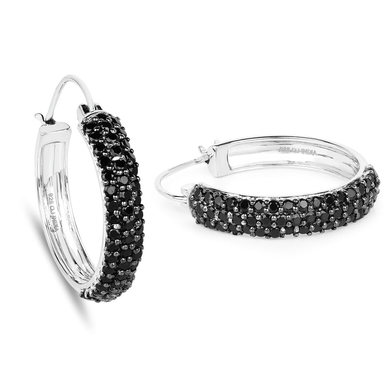 4.08 Carat Genuine Black Spinel .925 Sterling Silver Earrings