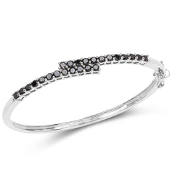 2.52 Carat Genuine Black Diamond .925 Sterling Silver Bangle