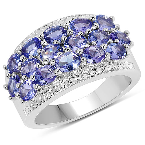 2.72 Carat Genuine Tanzanite .925 Sterling Silver Ring