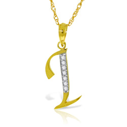14K Solid Yellow Gold Necklace w/ Natural Diamonds Initial 'i' Pendant