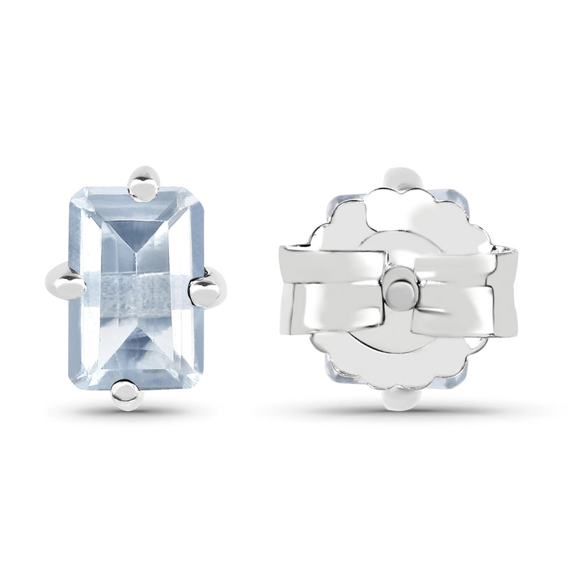 1.04 Carat Genuine Aquamarine .925 Sterling Silver Earrings